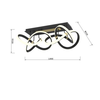 Wofi 9134-204 - LED Zatemnitveni nadgradni lestenec INDIGO LED/64W/230V črna/zlata