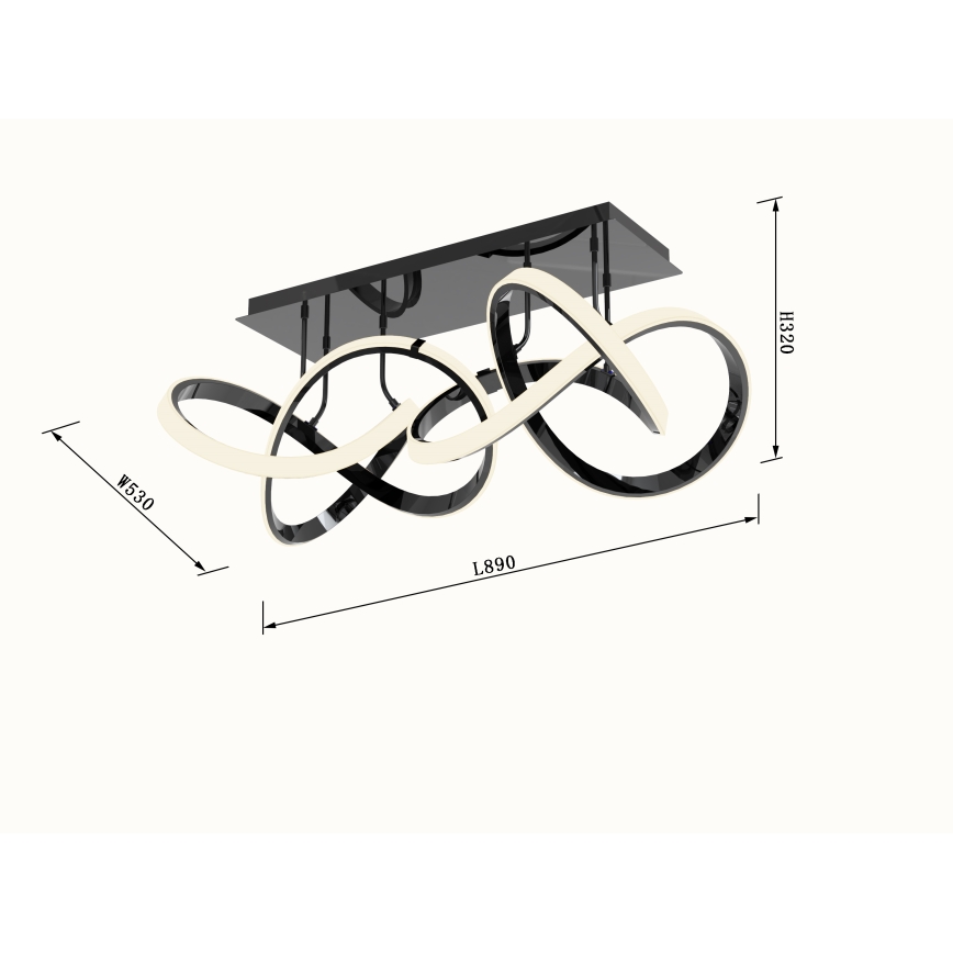 Wofi 9134-205 - LED Zatemnitveni nadgradni lestenec INDIGO LED/64W/230V črna/sijajni krom