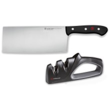 Wüsthof - Set kitajskih kuhinjskih nožev in brusilca GOURMET