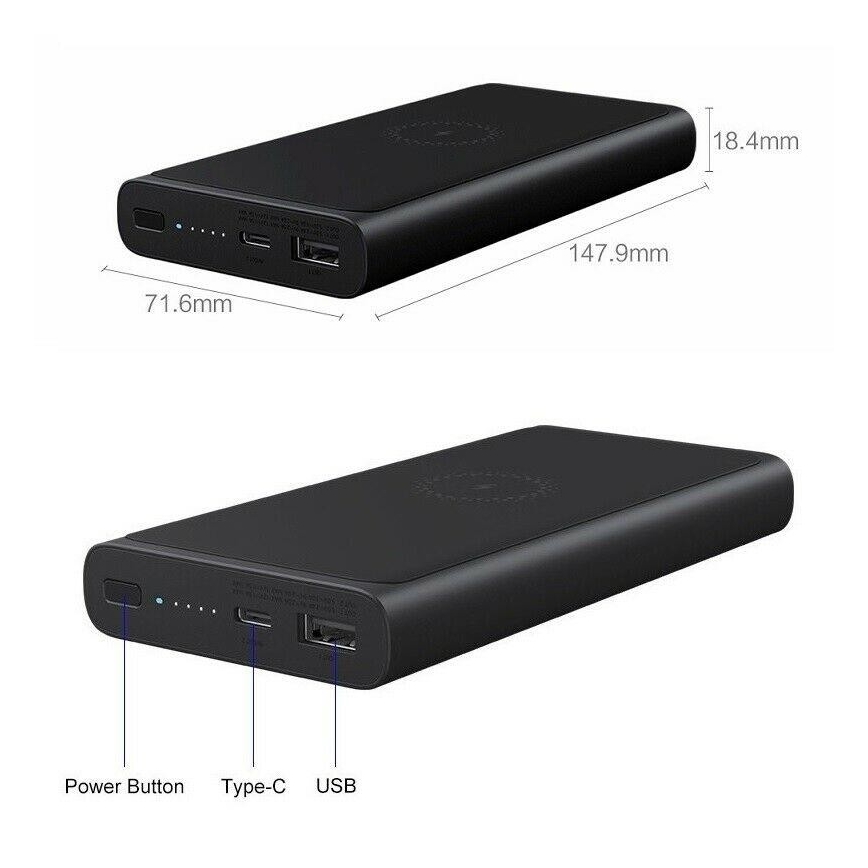 Xiaomi Mi Power Bank z brezžičnim polnjenjem 10000 mAh črn