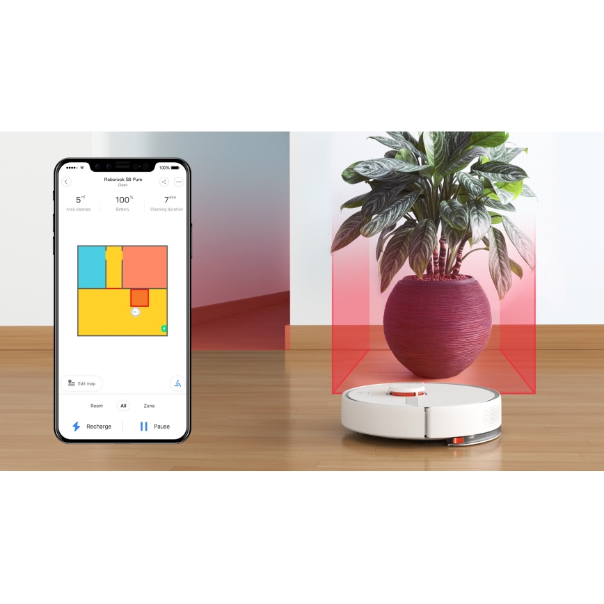 Xiaomi - Pametni robotski sesalnik ROBOROCK S6 Pure 58W Wi-Fi bel