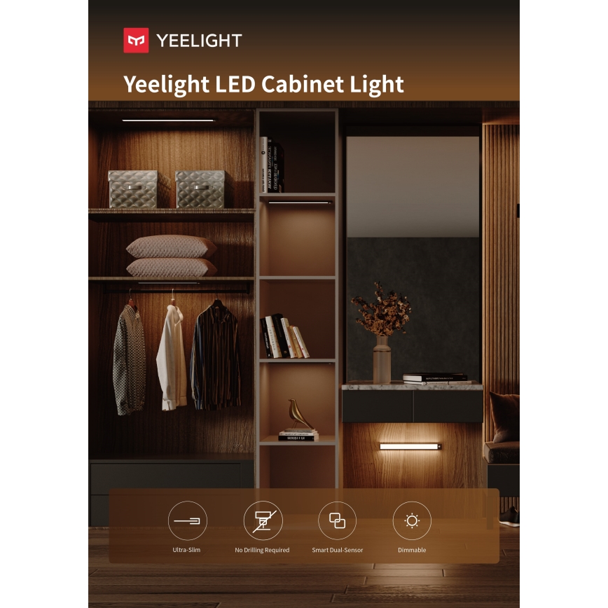 Yeelight - LED Zatemnitvena polnilna osvetlitev pohištva s senzorjem LED/2,3W/1500 mAh 4000K 40 cm črna