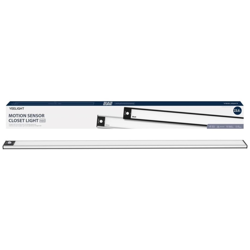 Yeelight - LED Zatemnitvena polnilna osvetlitev pohištva s senzorjem LED/2,4W/2200 mAh 2700K 60 cm srebrna