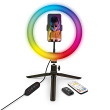 Yenkee - LED RGB Zatemnitvena svetilka s stojalom in držalom za vlogging LED/5V + Daljinski upravljalnik