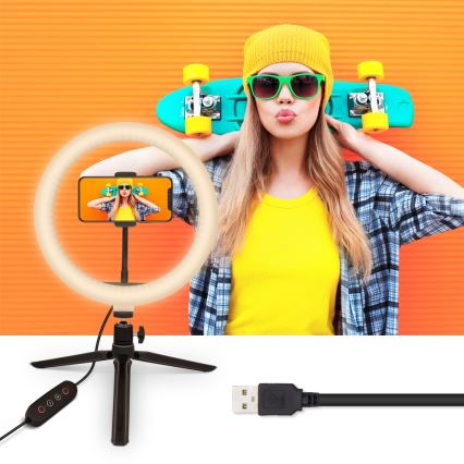 Yenkee - LED RGB Zatemnitvena svetilka s stojalom in držalom za vlogging LED/5V + Daljinski upravljalnik