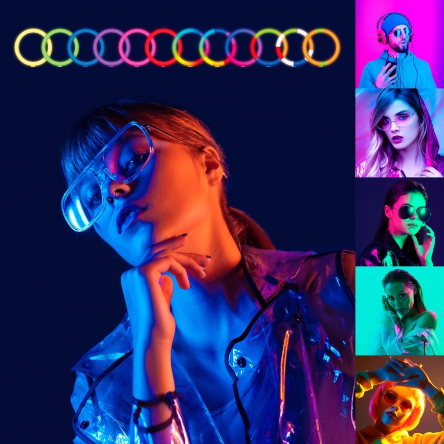 Yenkee - LED RGB Zatemnitvena svetilka s stojalom in držalom za vlogging LED/5V + Daljinski upravljalnik