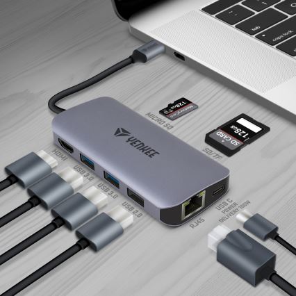 Yenkee - Multi-port adapter 8in1 USB tip C