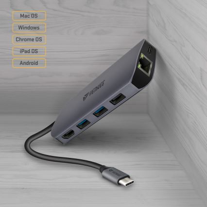 Yenkee - Multi-port adapter 8in1 USB tip C