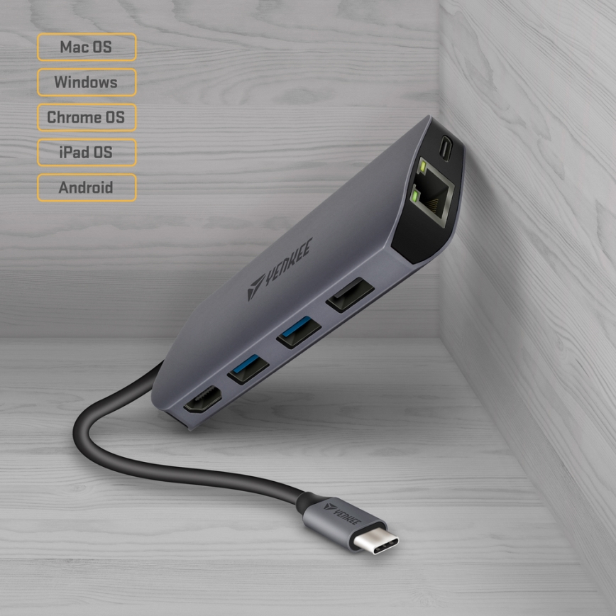 Yenkee - Multi-port adapter 8in1 USB tip C