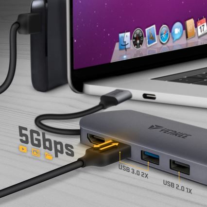 Yenkee - Multi-port adapter 8in1 USB tip C