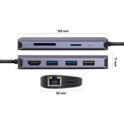 Yenkee - Multi-port adapter 8in1 USB tip C