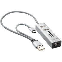 Yenkee - USB 2.0 in USB-C OTG razdelilnik in čitalec kartic