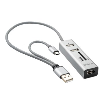 Yenkee - USB 2.0 in USB-C OTG razdelilnik in čitalec kartic