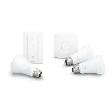 Osnovni komplet Philips Hue STARTER KIT WHITE 3xE27/9W 2700K + Hue Bridge in zatemnilno stikalo