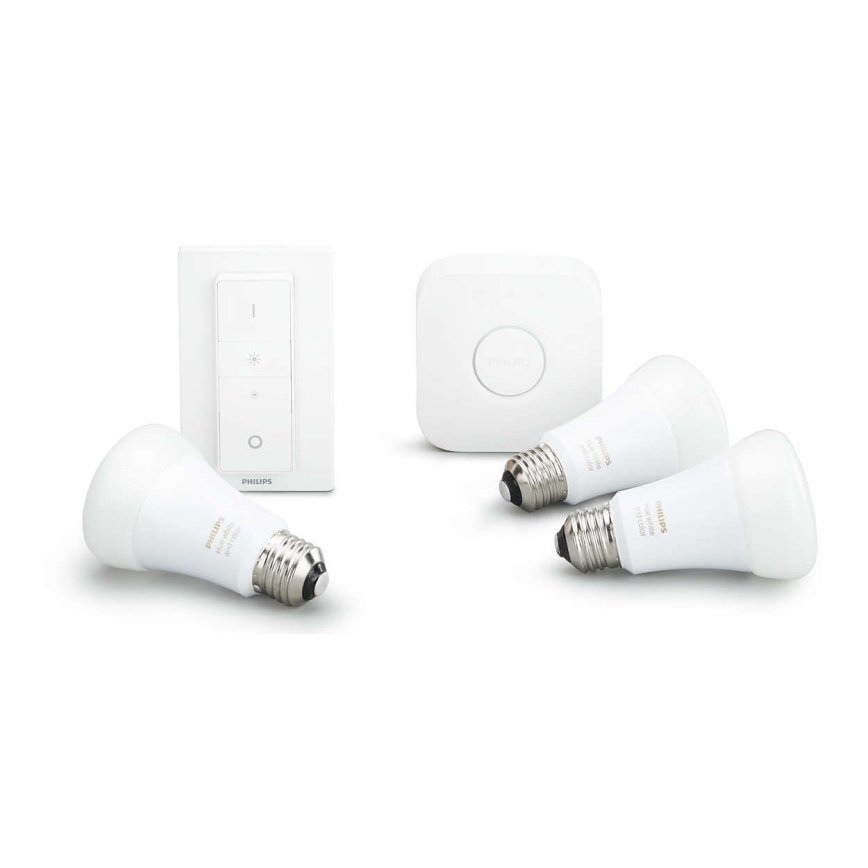 Osnovni komplet Philips Hue STARTER KIT WHITE 3xE27/9W 2700K + Hue Bridge in zatemnilno stikalo