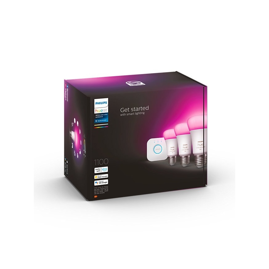 Začetni komplet Philips Hue WHITE AND COLOR AMBIANCE 3xE27/9W/230V 2000-6500K + povezovalna naprava