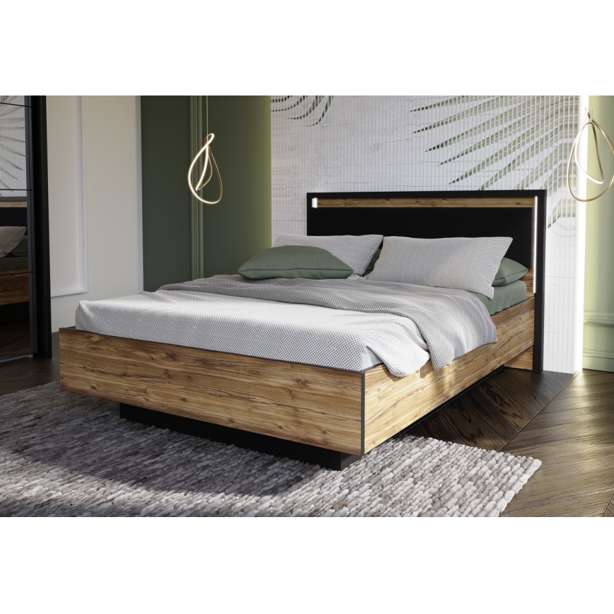 Zakonska postelja s prostorom za shranjevanje OREN 140x200 cm rjava/črna