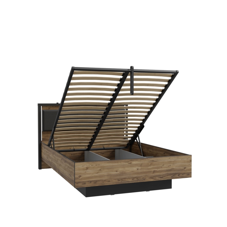 Zakonska postelja s prostorom za shranjevanje OREN 140x200 cm rjava/črna