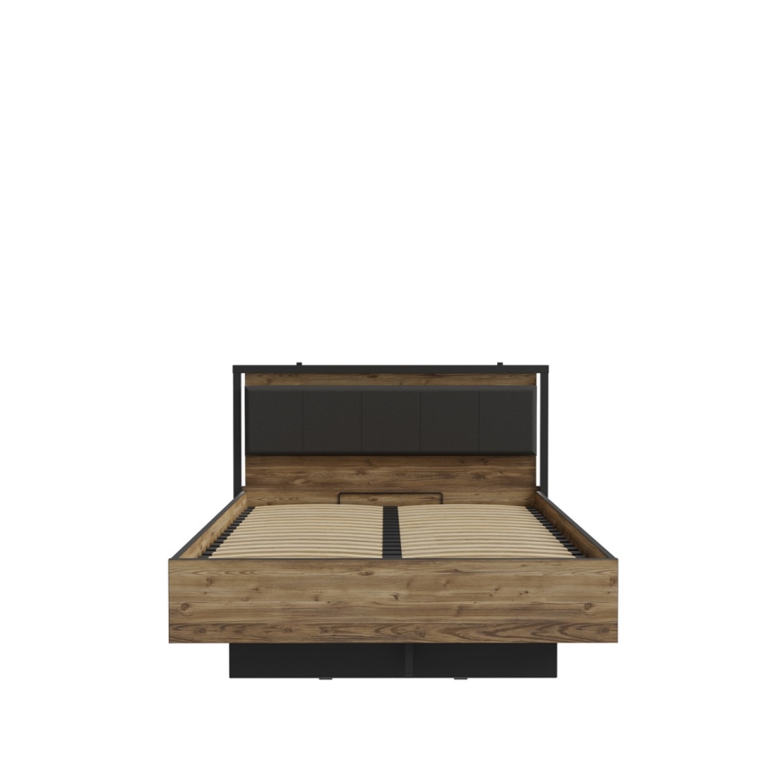 Zakonska postelja s prostorom za shranjevanje OREN 140x200 cm rjava/črna