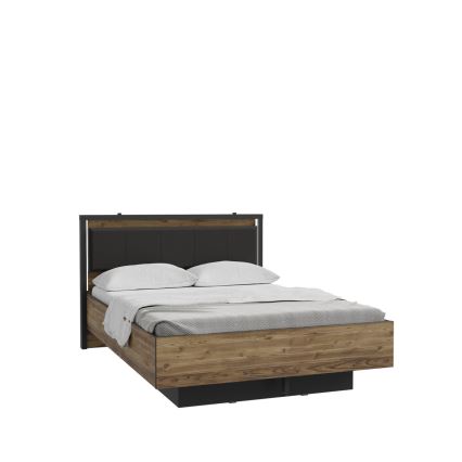 Zakonska postelja s prostorom za shranjevanje OREN 140x200 cm rjava/črna