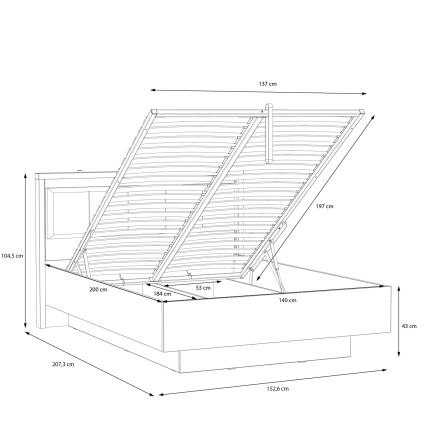Zakonska postelja s prostorom za shranjevanje OREN 140x200 cm rjava/črna