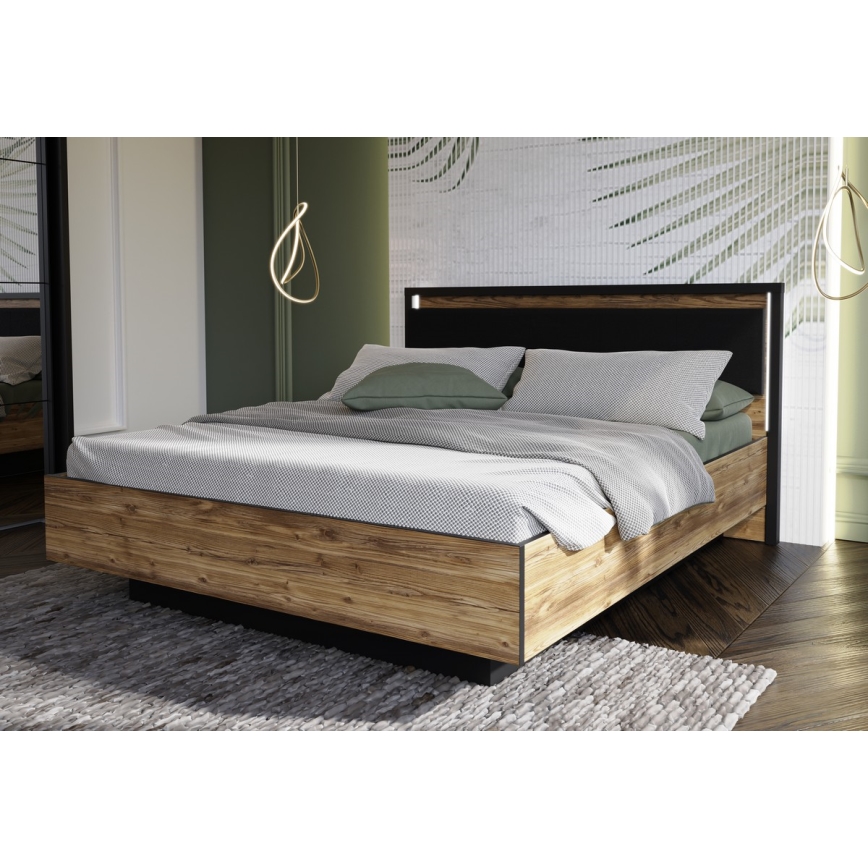 Zakonska postelja z shranjevalnim prostorom OREN 160x200 cm rjava/črna