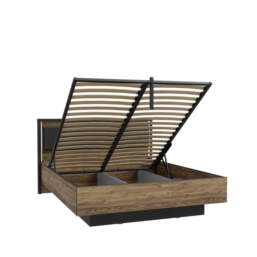 Zakonska postelja z shranjevalnim prostorom OREN 160x200 cm rjava/črna