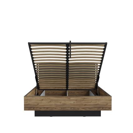 Zakonska postelja z shranjevalnim prostorom OREN 160x200 cm rjava/črna
