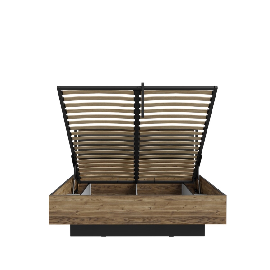 Zakonska postelja z shranjevalnim prostorom OREN 160x200 cm rjava/črna