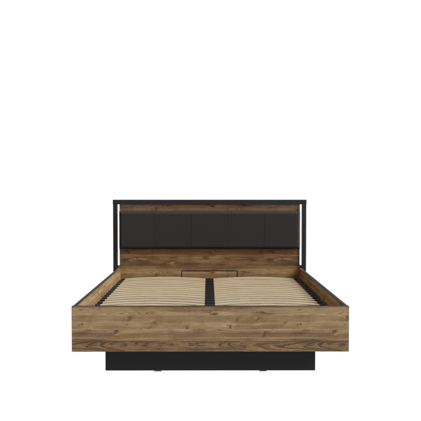 Zakonska postelja z shranjevalnim prostorom OREN 160x200 cm rjava/črna
