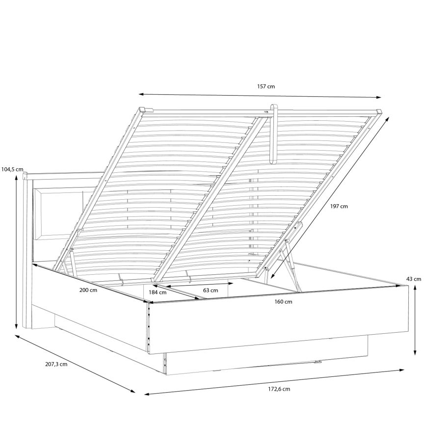 Zakonska postelja z shranjevalnim prostorom OREN 160x200 cm rjava/črna