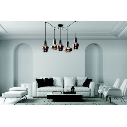 Zambelis 17150 - Lestenec na vrvici 5xE27/40W/230V pajek
