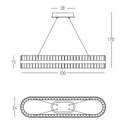 Zambelis 22041 - LED Zatemnitveni lestenec na vrvici LED/68W/230V zlata