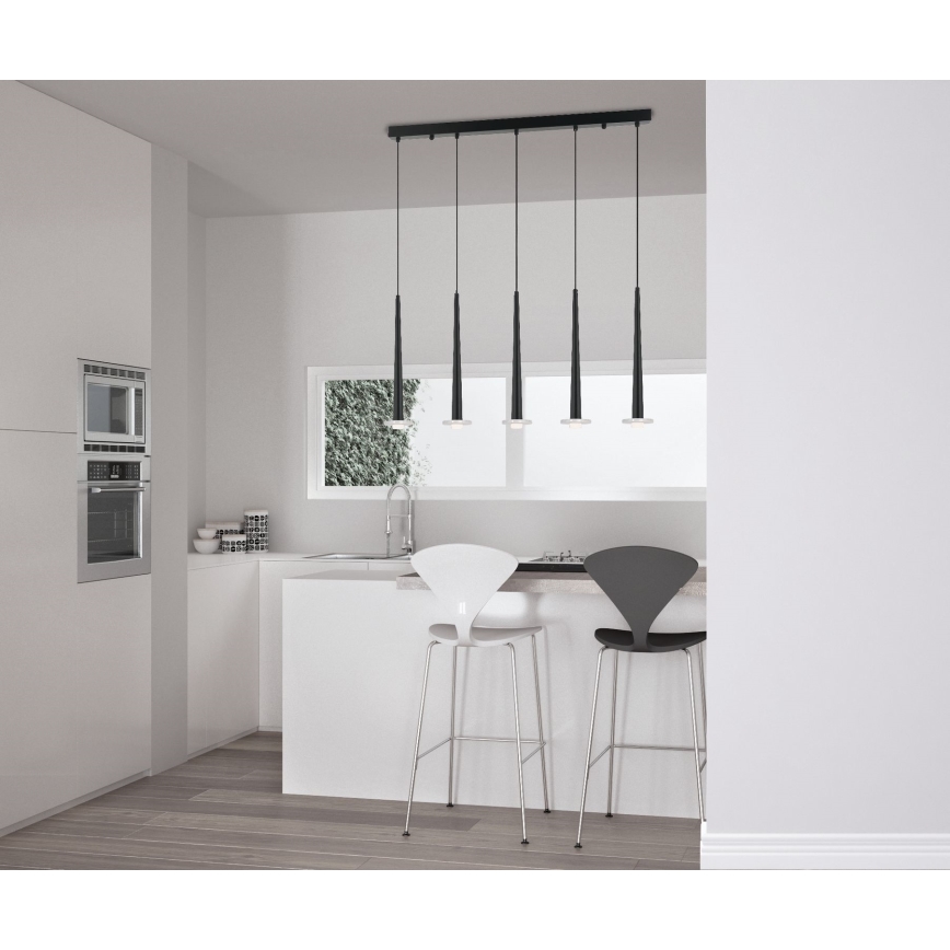 Zambelis 22112 - LED Zatemnitveni lestenec na vrvici 5xLED/3W/230V CRI90 črna