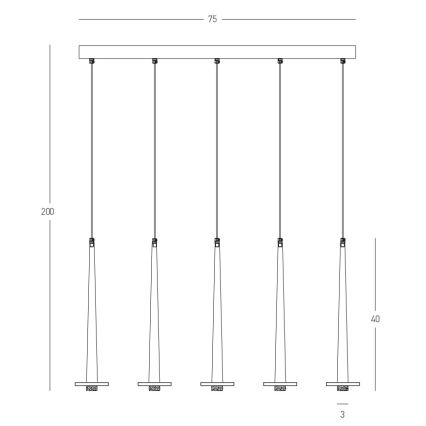 Zambelis 22112 - LED Zatemnitveni lestenec na vrvici 5xLED/3W/230V CRI90 črna