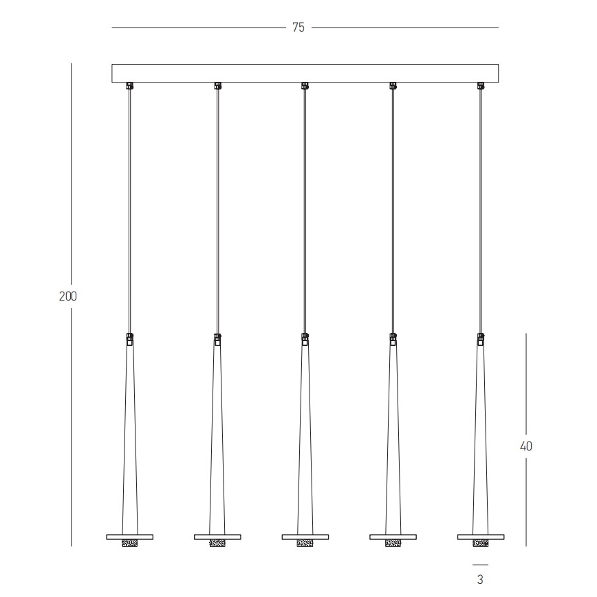 Zambelis 22112 - LED Zatemnitveni lestenec na vrvici 5xLED/3W/230V CRI90 črna
