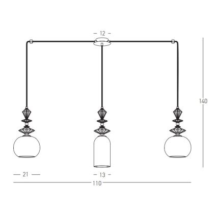 Zambelis 22153 - Lestenec na vrvici 3xE27/40W/230V pajek keramika