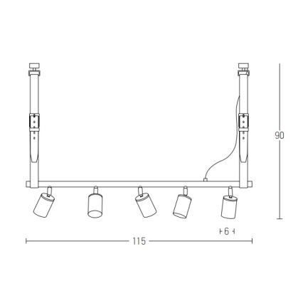 Zambelis 22224 - Lestenec na vrvici 5xGU10/25W/230V