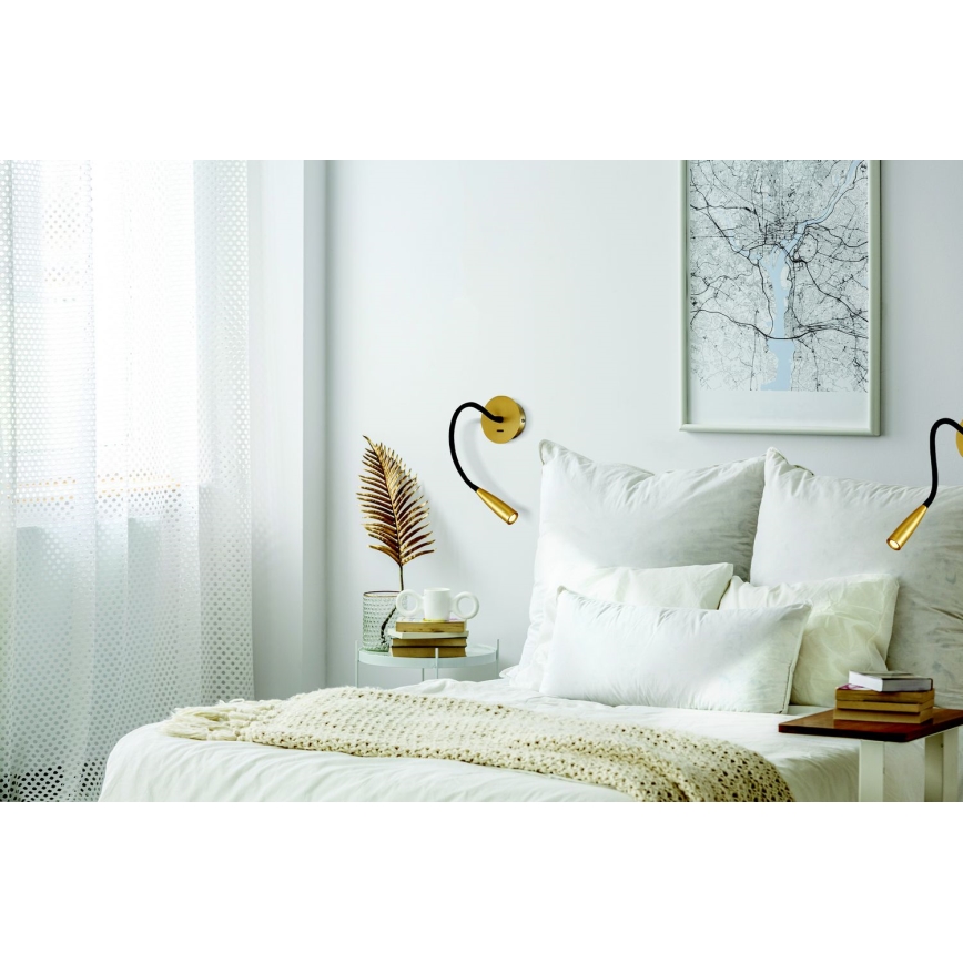 Zambelis H63 - LED Fleksibilna mala svetilka LED/3W/230V medenina