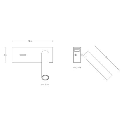 Zambelis H74 - LED Stenska svetilka LED/3W/230V USB bela