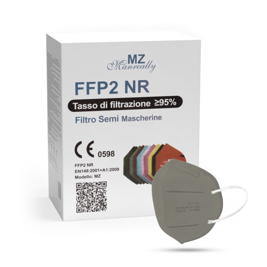 Zaščitna maska FFP2 NR CE 0598 siva 100 kom.