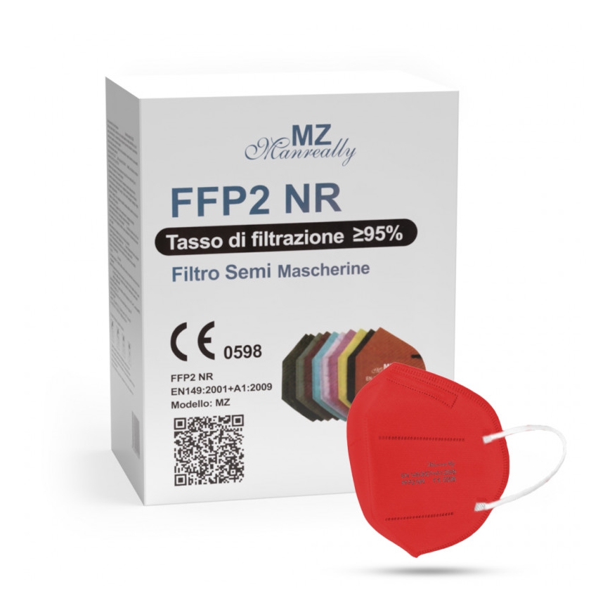 Zaščitna maska FFP2 NR CE 2163 rdeča 20 kom.