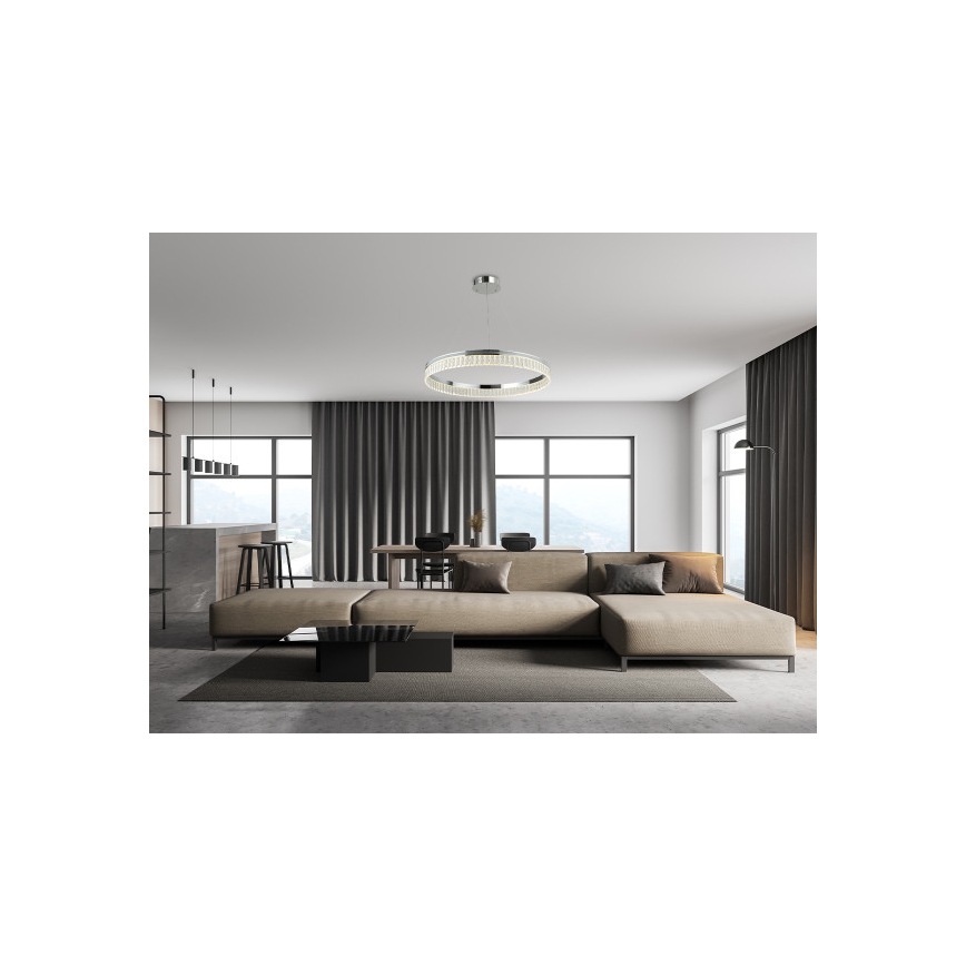 LED kristalni lestenec THALIA z možnostjo zatemnitve na jekleni vrvici LED/55W/230V 3000-6000K premer 80 cm + daljinski upravljalnik
