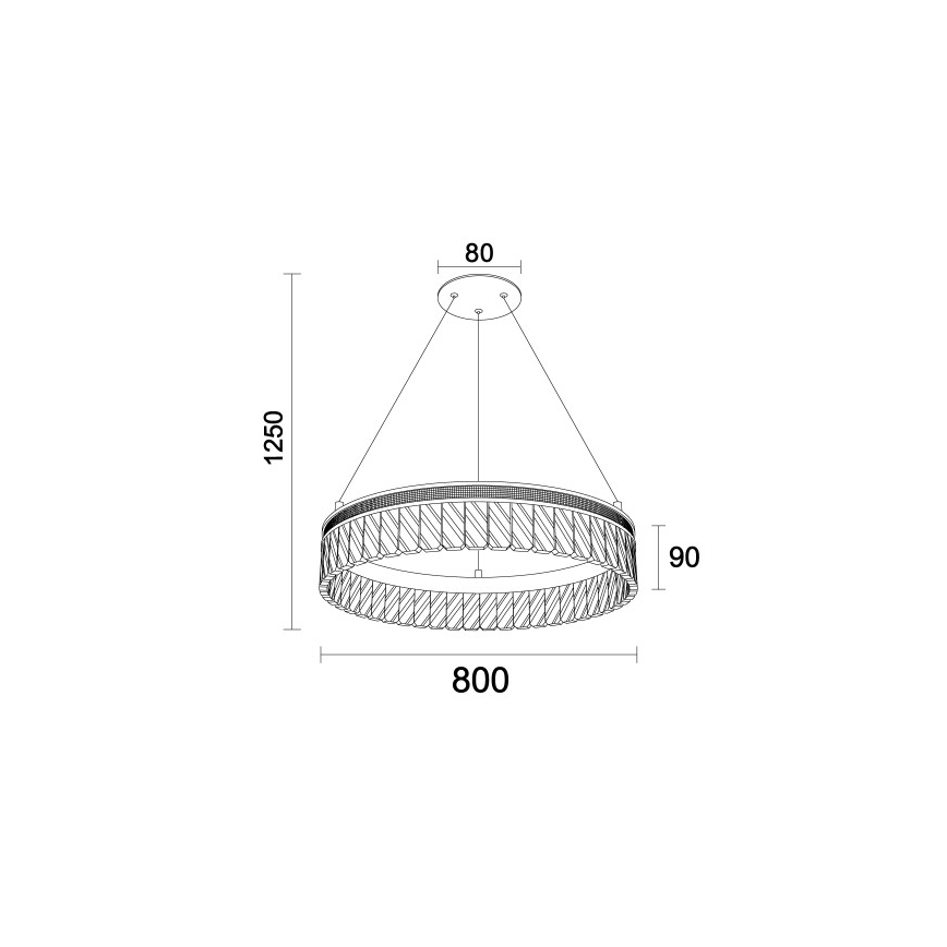 LED kristalni lestenec THALIA z možnostjo zatemnitve na jekleni vrvici LED/55W/230V 3000-6000K premer 80 cm + daljinski upravljalnik