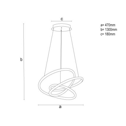 Lestenec z LED-razsvetljavo in možnostjo zatemnitve na kablu, 90W/230V, 3000-6500K, premer 47 cm + daljinski upravljalnik