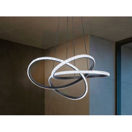 Zatemnjevalen LED lestenec na jekleni vrvici LED/95W/230V 3000-6500K premer 57 cm + z daljinskim upravljalnikom