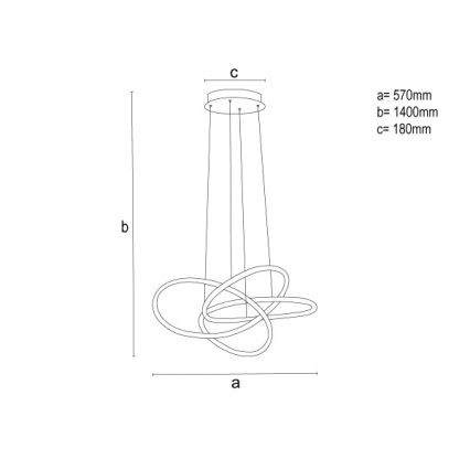Zatemnjevalen LED lestenec na jekleni vrvici LED/95W/230V 3000-6500K premer 57 cm + z daljinskim upravljalnikom