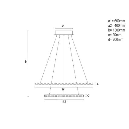 Zatemljiv LED lestenec na žici LED/150W/230V 3000-6500K + daljinski upravljalnik