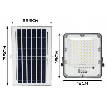 LED Zatemnljiv solarni reflektor LED/50W/3,2V 5000K 6000 mAh IP65 črna + daljinski upravljalnik