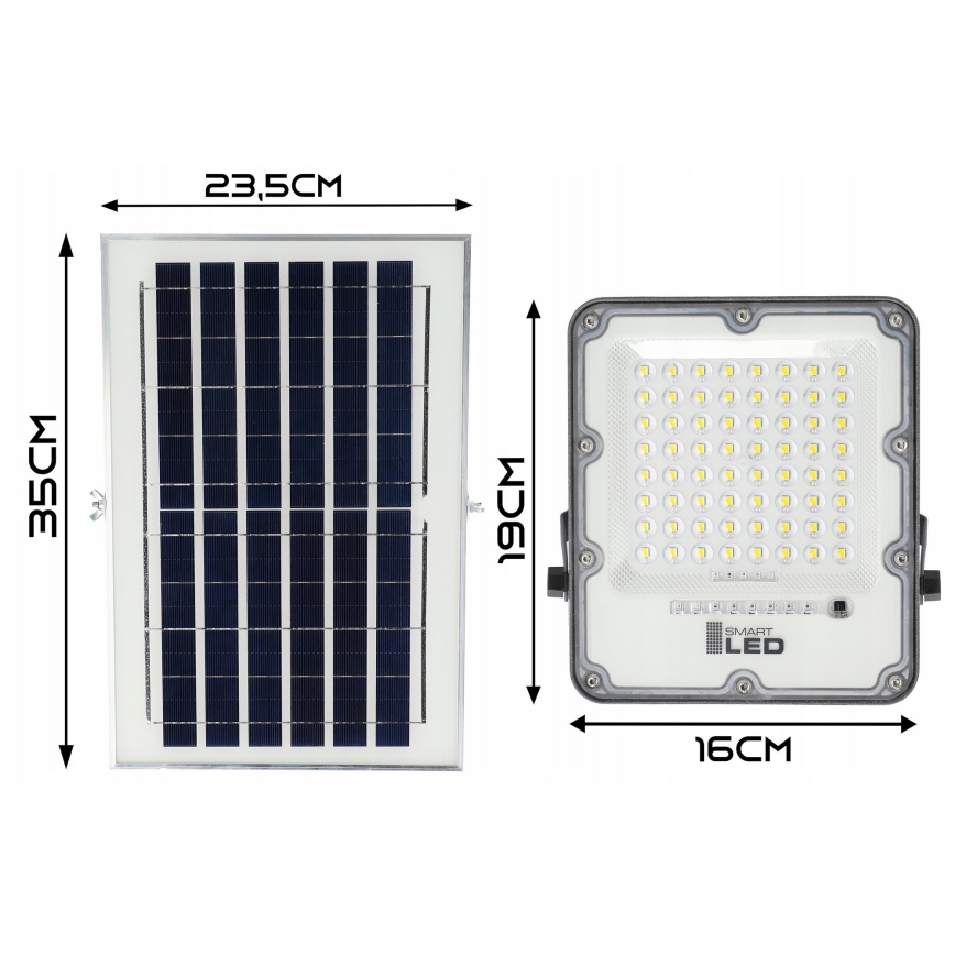 LED Zatemnljiv solarni reflektor LED/50W/3,2V 5000K 6000 mAh IP65 črna + daljinski upravljalnik